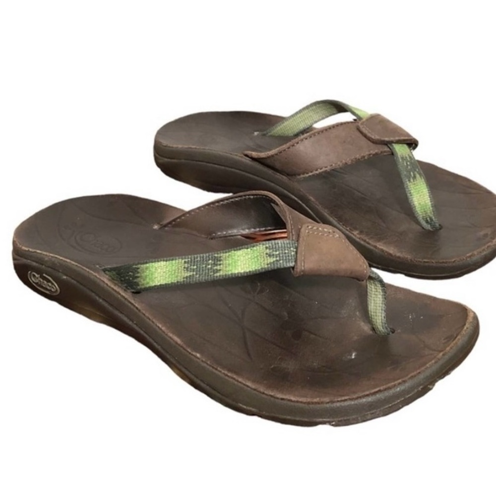 Chaco Switch Ecotread Field Green Brown Flip Flop Thong Sandals Performance 6